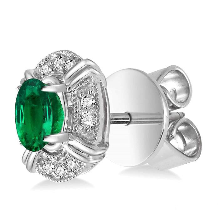 Oval Shape Gemstone & Diamond Earrings