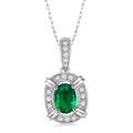 Luna Oval Shape Gemstone & Halo Diamond Pendant