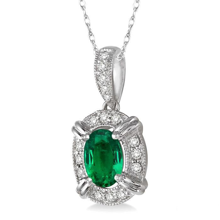 Luna Oval Shape Gemstone & Halo Diamond Pendant