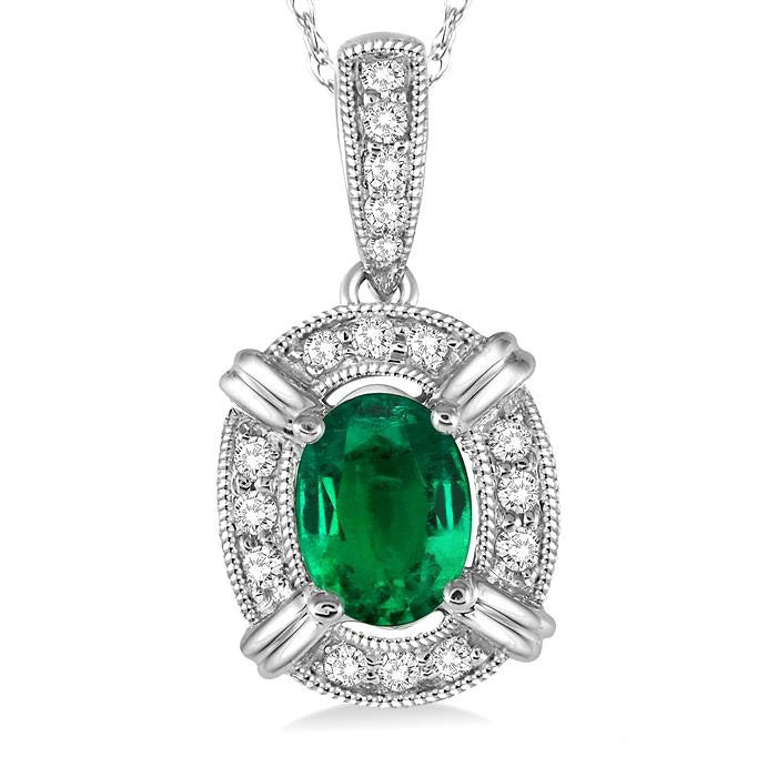 Luna Oval Shape Gemstone & Halo Diamond Pendant