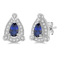 Pear Shape Gemstone & Halo Diamond Earrings