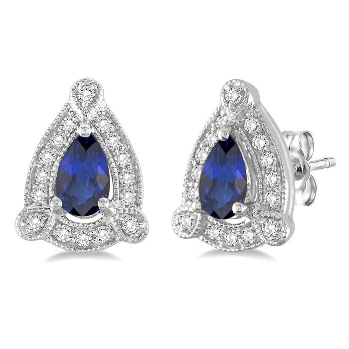 Pear Shape Gemstone & Halo Diamond Earrings