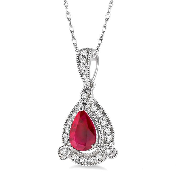 Ivy Pear Shape Gemstone & Halo Diamond Pendant