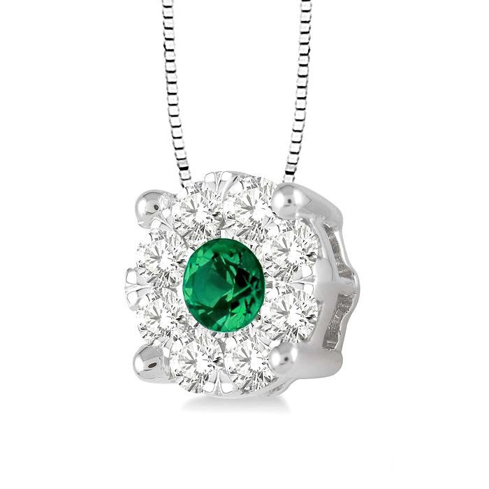 Round Shape Shine Bright Gemstone & Diamond Pendant