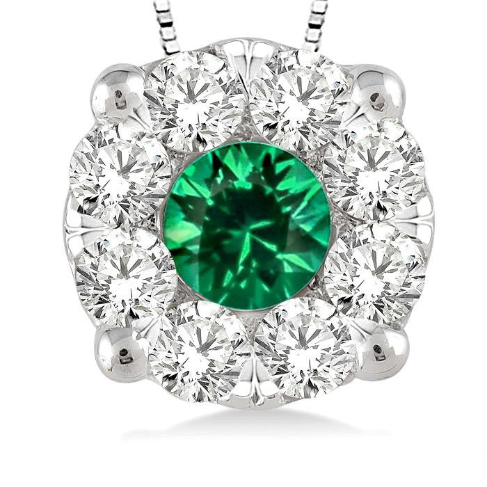 Round Shape Shine Bright Gemstone & Diamond Pendant