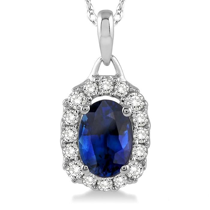 Haven Oval Shape Gemstone & Halo Diamond Pendant
