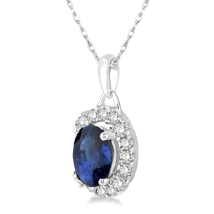 Haven Oval Shape Gemstone & Halo Diamond Pendant