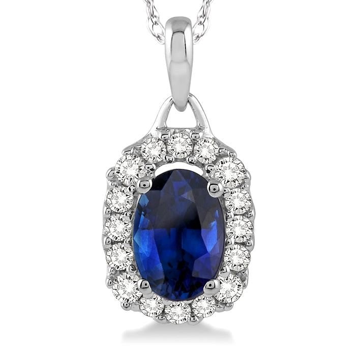 Haven Oval Shape Gemstone & Halo Diamond Pendant