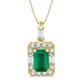 Emerald Shape Gemstone & Halo Diamond Pendant