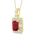 Aurora Emerald Shape Gemstone & Halo Diamond Pendant