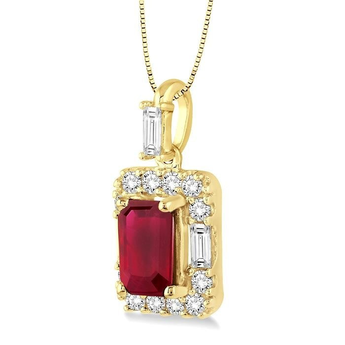 Aurora Emerald Shape Gemstone & Halo Diamond Pendant