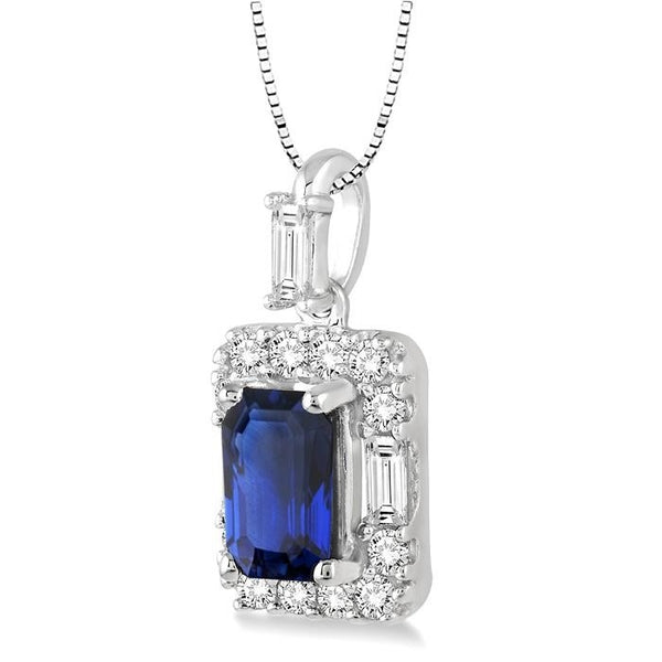 Haven Emerald Shape Gemstone & Halo Diamond Pendant