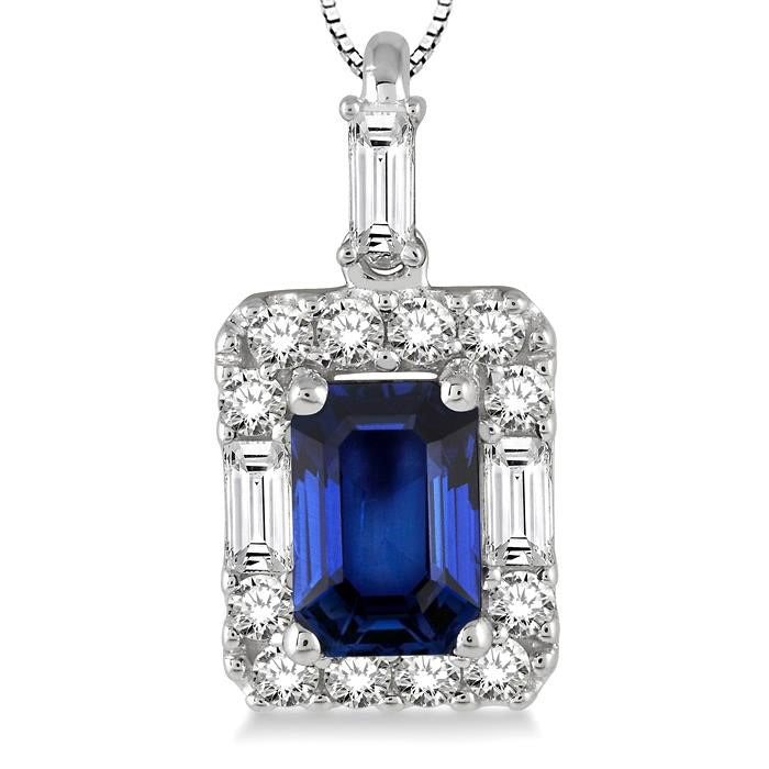 Haven Emerald Shape Gemstone & Halo Diamond Pendant