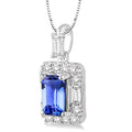 Zenith Harrier Emerald Shape Gemstone & Halo Diamond Pendant