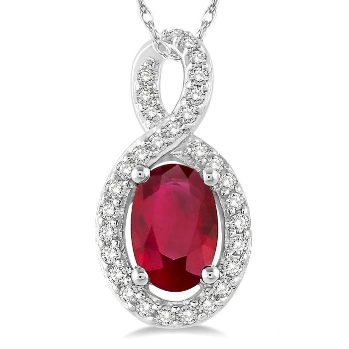 Vesper Oval Shape Gemstone & Halo Diamond Pendant