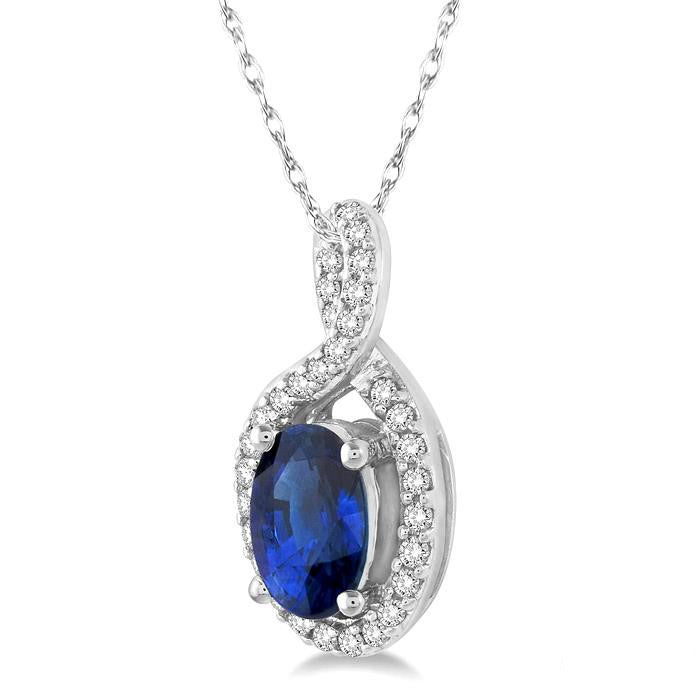 Aria Oval Shape Gemstone & Halo Diamond Pendant