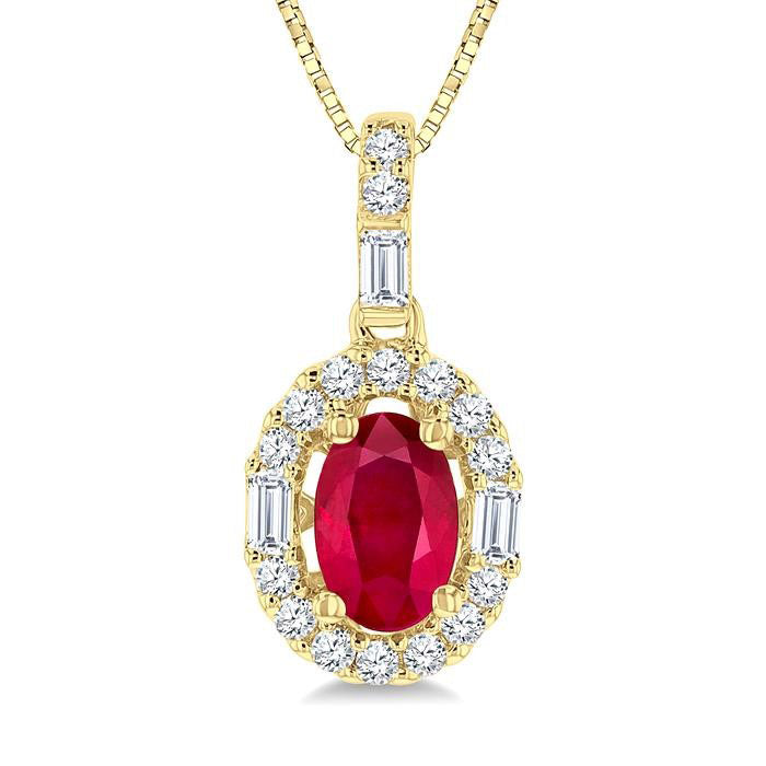 Raven Oval Shape Gemstone & Halo Diamond Pendant