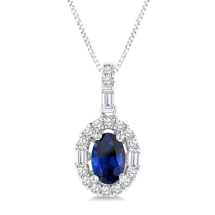 Freya Oval Shape Gemstone & Halo Diamond Pendant