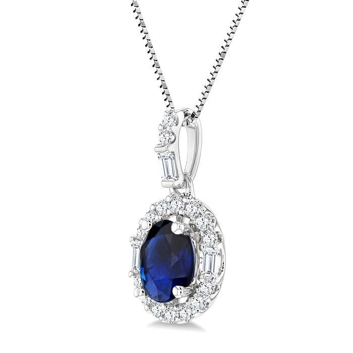 Freya Oval Shape Gemstone & Halo Diamond Pendant