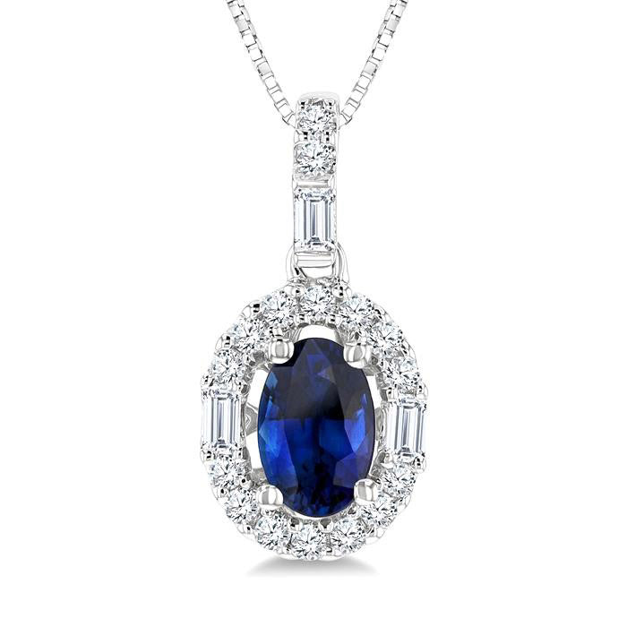 Freya Oval Shape Gemstone & Halo Diamond Pendant