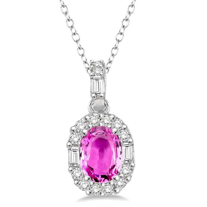 Ember Oval Shape Gemstone & Halo Diamond Pendant