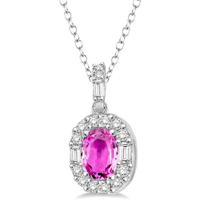 Ember Oval Shape Gemstone & Halo Diamond Pendant