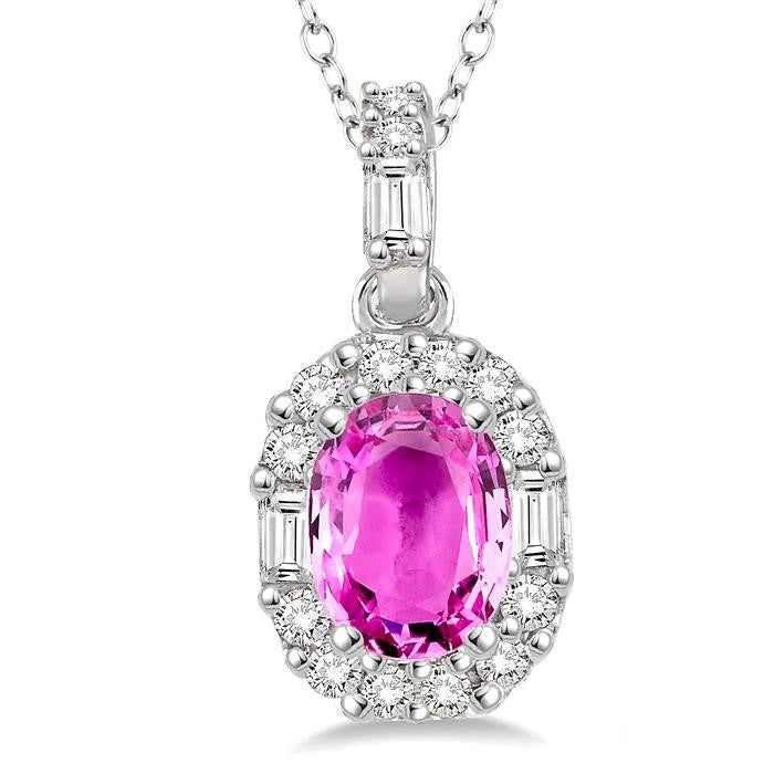 Ember Oval Shape Gemstone & Halo Diamond Pendant