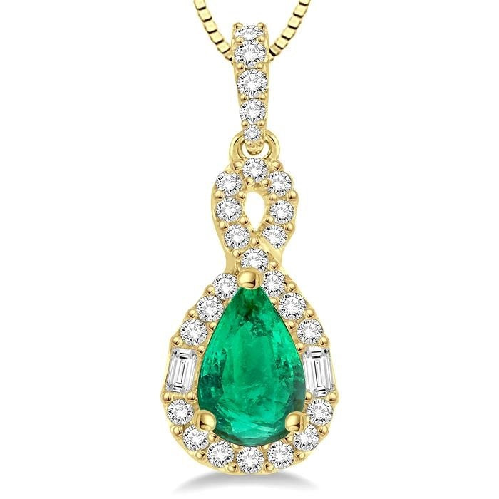 Nova Pear Shape Gemstone & Halo Diamond Pendant
