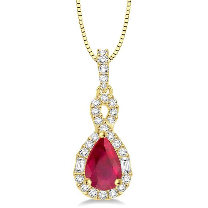 Raven Pear Shape Gemstone & Halo Diamond Pendant