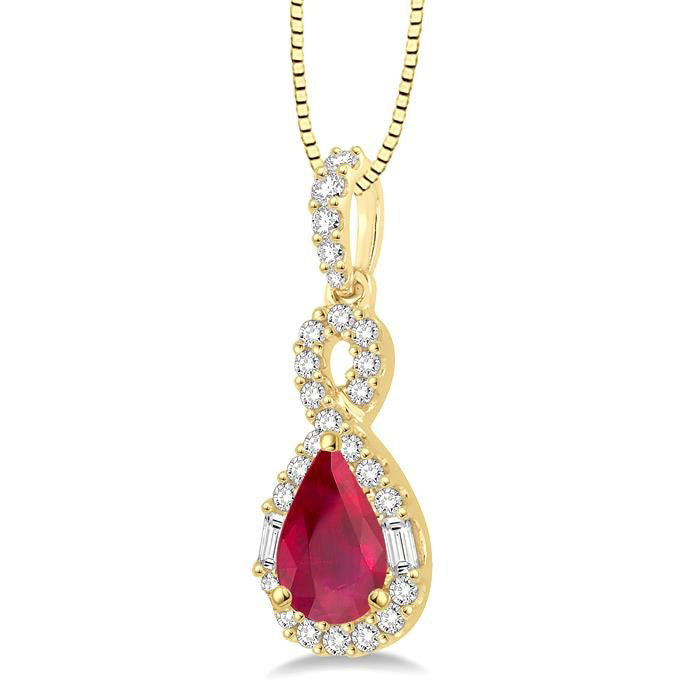 Raven Pear Shape Gemstone & Halo Diamond Pendant