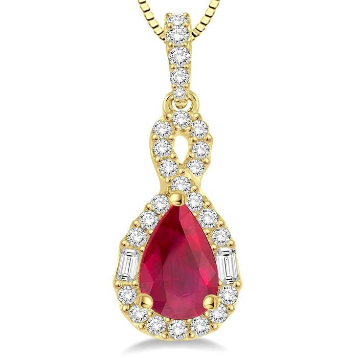 Raven Pear Shape Gemstone & Halo Diamond Pendant