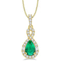 Echo Pear Shape Gemstone & Halo Diamond Pendant