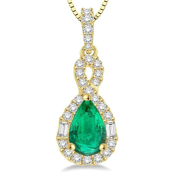 Echo Pear Shape Gemstone & Halo Diamond Pendant