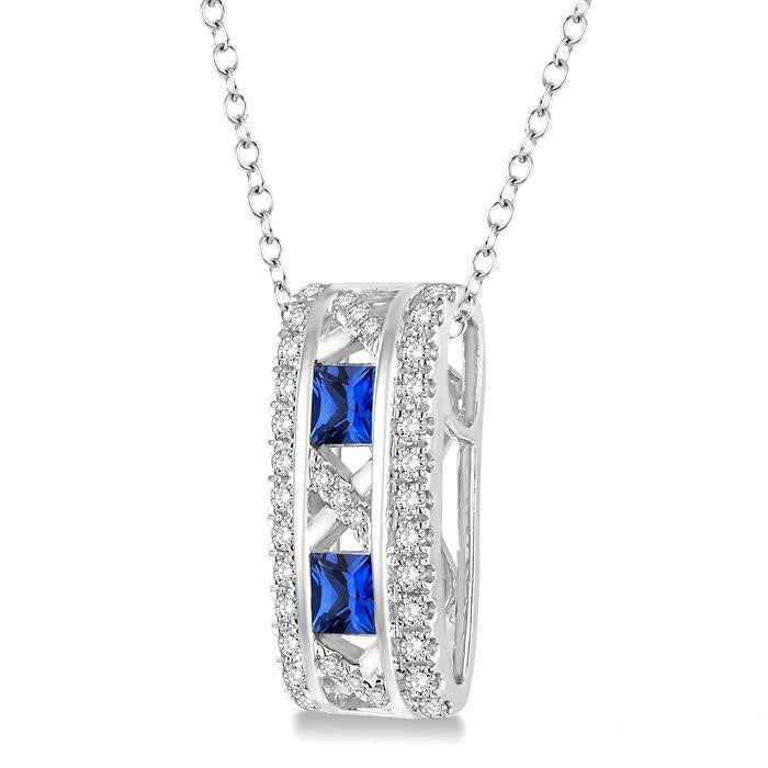 Princess Shape Gemstone & Diamond Pendant
