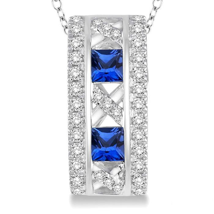Princess Shape Gemstone & Diamond Pendant