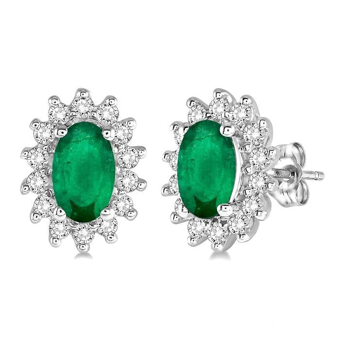 Oval Shape Gemstone & Diamond Earrings