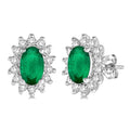 Oval Shape Gemstone & Diamond Earrings