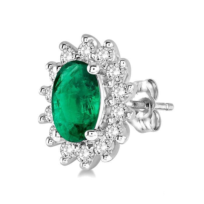 Oval Shape Gemstone & Diamond Earrings