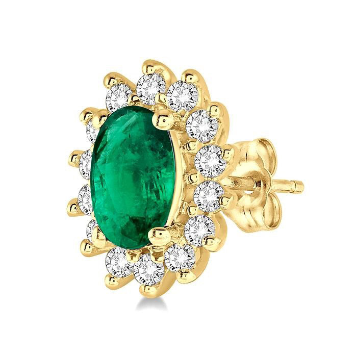 Oval Shape Gemstone & Halo Diamond Earrings