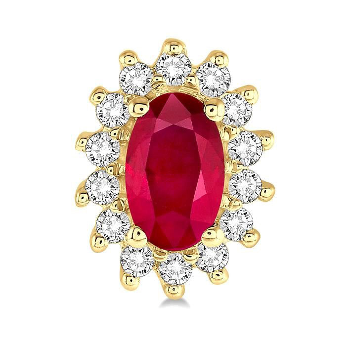 Oval Shape Gemstone & Halo Diamond Earrings