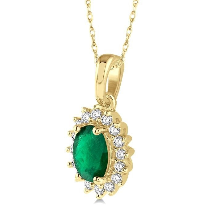 Nimbus Oval Shape Gemstone & Halo Diamond Pendant