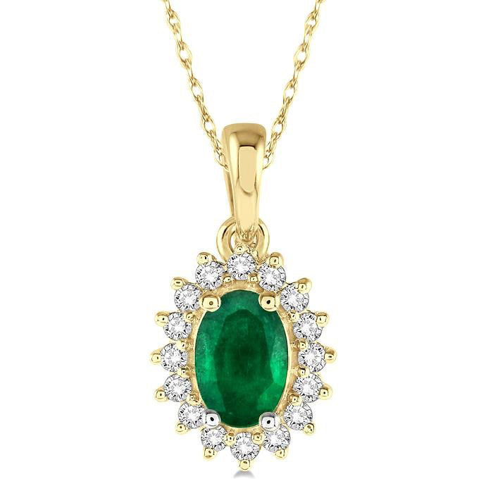 Nimbus Oval Shape Gemstone & Halo Diamond Pendant