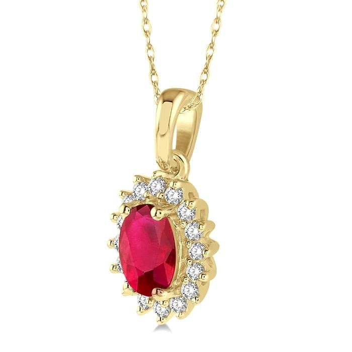 Aria Oval Shape Gemstone & Halo Diamond Pendant