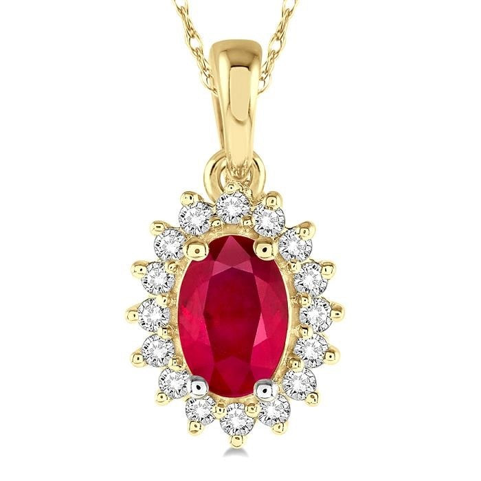 Aria Oval Shape Gemstone & Halo Diamond Pendant