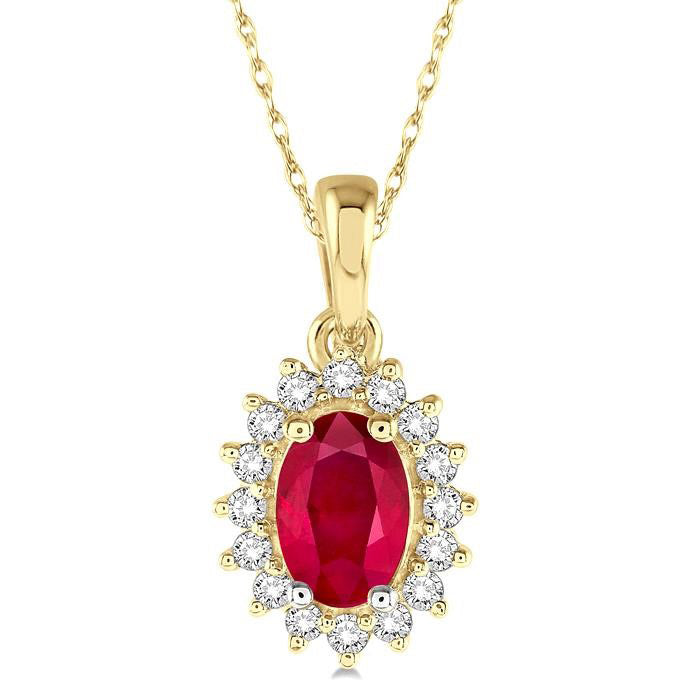 Aria Oval Shape Gemstone & Halo Diamond Pendant
