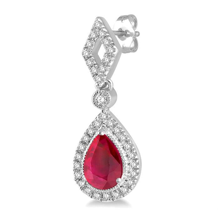 Pear Shape Gemstone & Diamond Earrings