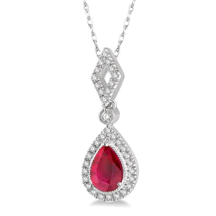 Tempest Pear Shape Gemstone & Halo Diamond Pendant