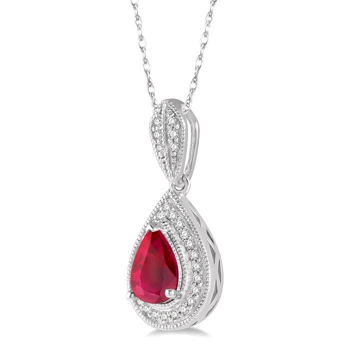 Seraph Pear Shape Gemstone & Halo Diamond Pendant