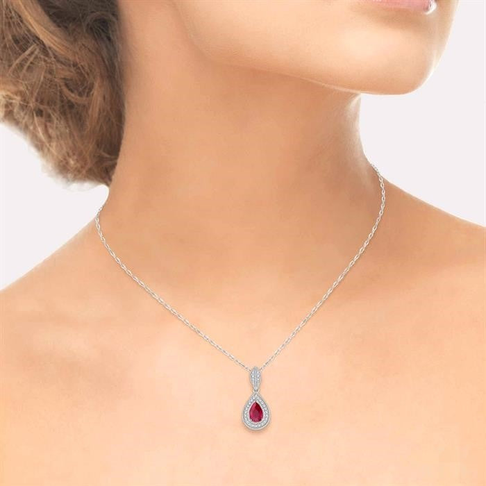 Seraph Pear Shape Gemstone & Halo Diamond Pendant