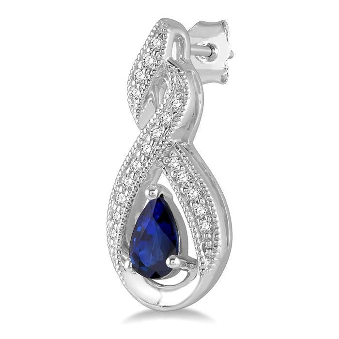 Pear Shape Gemstone & Diamond Earrings